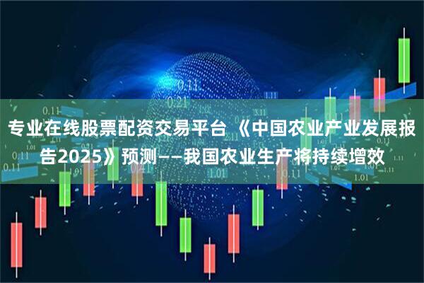 专业在线股票配资交易平台 《中国农业产业发展报告2025》预测——我国农业生产将持续增效