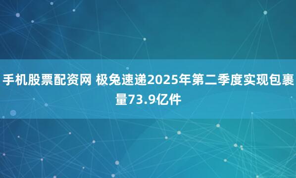 手机股票配资网 极兔速递2025年第二季度实现包裹量73.9亿件